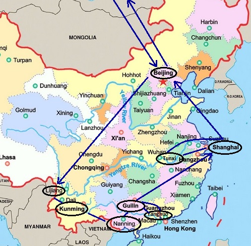 China Trip 2013 map